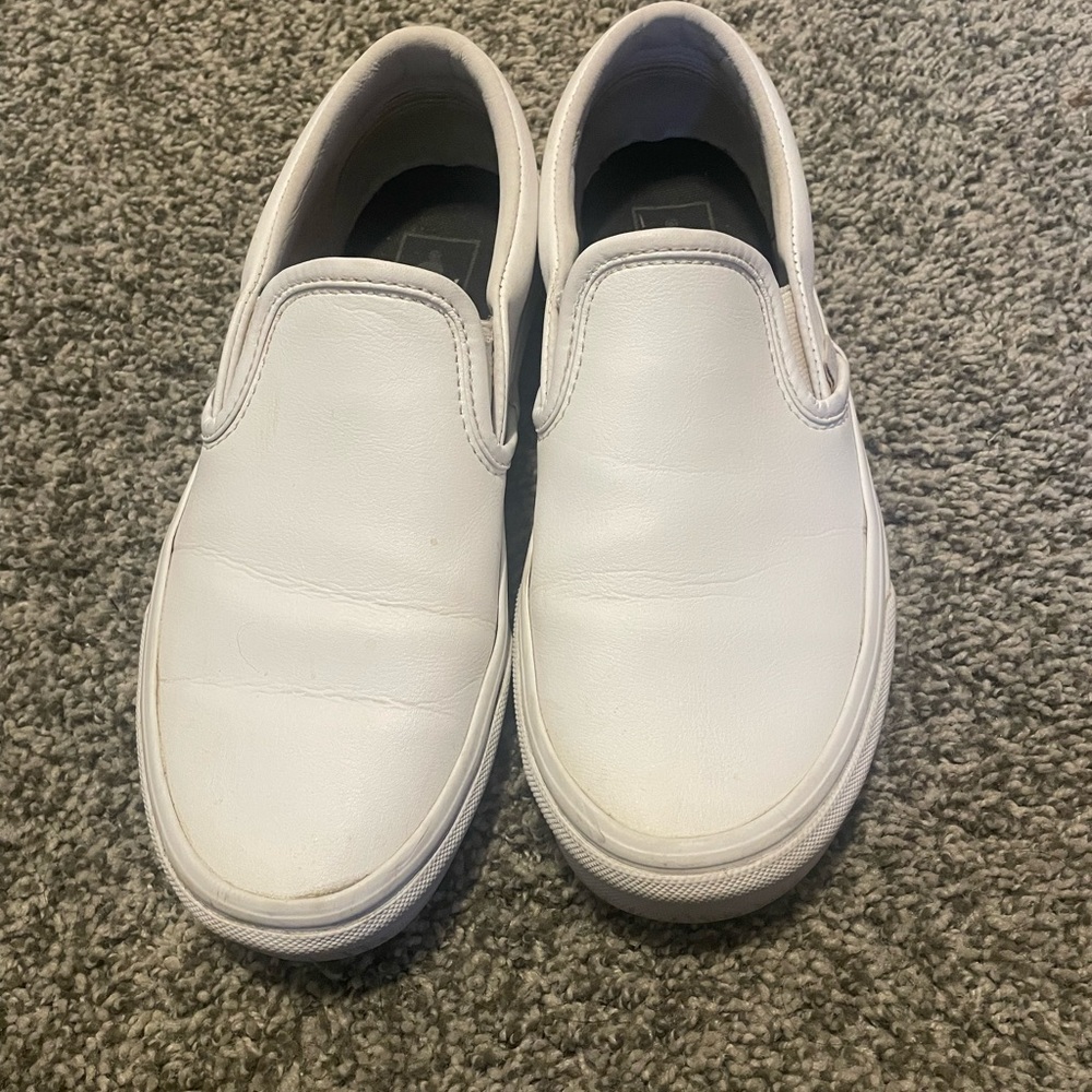 Vans White Slip-On Loafers